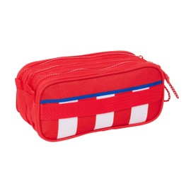 Safta ATLÉTICO DE Madrid Pencil Case with Three Compartments for Children, Ideal for School-Age Children, Comfortable and Versatile, Quality and Resilience, 21.5 x 8 x 10 cm, Red, Estándar,, red,