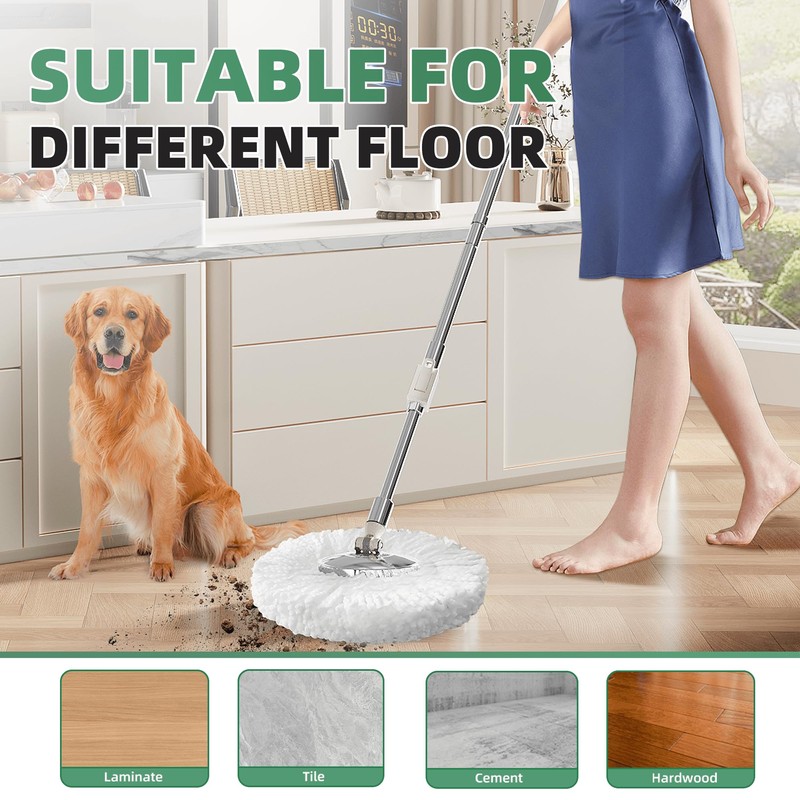 SWIFTIRON Spin Mop and Bucket with Wringer Set for Home,360°