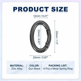 MECCANIXITY Oval Egg Shaped Spring Snap Keychain Clip, 32mm Metal Trigger Keychain Hook Clip Key Hook Buckle for Purses Wallet Belts Hardware Bags, Black Pack of 10