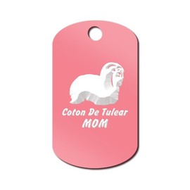 Coton de Tulear Mom Engraved Keychain / GI Tag Mister Petlife cotie Pink