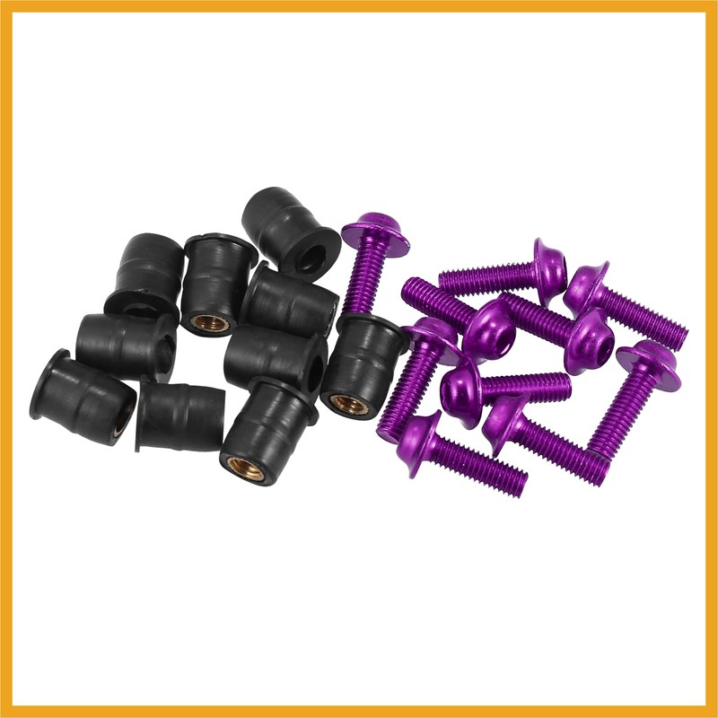 Partuto 10pcs M5 Motorcycle Windscreen Screw Fairing Windscreen Bolt Purple