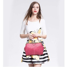 Segater Women Vintage Small Retro Handbags Kiss Lock Crossbody Purse Frosted Leather Messenger Bag Tote