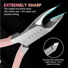 Makartt - Pinzas para cutículas, color rosa, cortadora de cutículas, extremadamente afilada, cortadora de cutículas, cuidado de uñas para manicura