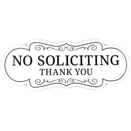 ExcelMark Premium No Soliciting Sign for House - Made in the USA (Large - 3.6" x 9", White with Black Letters)