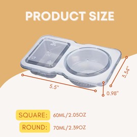 20 Sets Double Compartment Snack Containers，Reusable Snack Condiment Containers with Lids for Kids and Adults， Ideal for On-the-Go Plastic Small Sauce Cups，Meal Prep,Disposable Snack Storage,BPA-Free