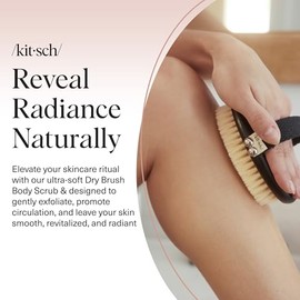 Kitsch - Cepillo corporal de cepillado seco para drenaje linfático, cerdas suaves, reduce las celulitis, elimina la piel seca y mejora la circulación sanguínea, exfoliante corporal para piel brillante