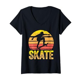 Womens Cool Skateboard Art for Men Women Skateboarding Skateboarder V-Neck T-Shirt