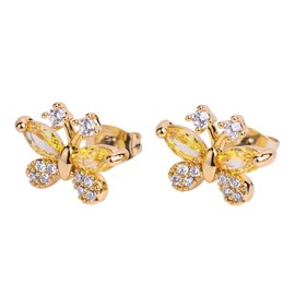 LuckyLy Aretes Mujer con Baño de Oro 14k de Mariposa con Cristal y Zirconia Cúbica – Joyería y Accesorios Ideales como Regalos para Mujer Originales y Regalos para Mamá, Modelo Gina
