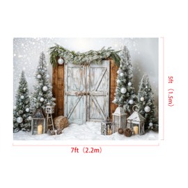 Kate Christmas Photography Backdrop Winter Snow Tree Party Decoation Background Xmas Barn Door Kids Photo Booth Props, 7x5ft