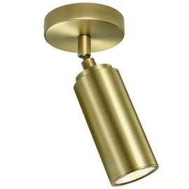 Brass Ceiling Spotlight, Hardwired LED Spot Lights, Flush Mounted Directional Indoor Spotlight Fixtures, Adjustable Monopoint Spot Lights for Living Room & Dining Room