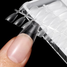 TOMICCA Nail Tips 360pcs Sanded Nail Tips 15 Sizes Medium Length Full Coverage Plain Tips Clear Nail Tips Natural Fit Practice Salon Self Nail (Ballerina M)