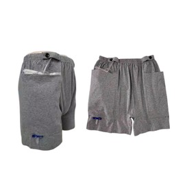 Lmaray Ostomy Drainage Bag Shorts for Men and Women, Urine Bag Pants with Two Discreet Pockets for Catheter, Washable Incontinence Care Trousers(1 Pair - 2XL) Grey