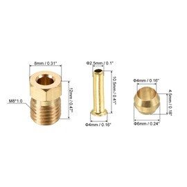 PATIKIL 2.5mm ID 4mm OD Tube Brass Compression Assortment Kit 3 Set, Sleeve Ferrule & Insert & Nut