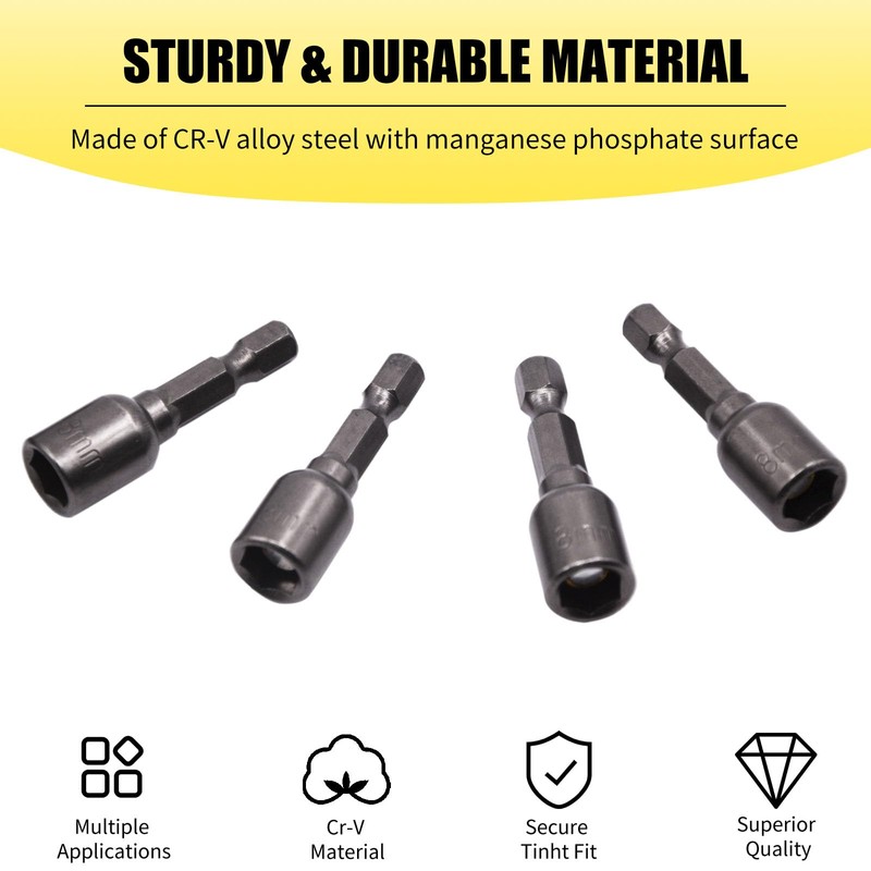 YXQ 5/16 Nut Driver Magnetic Power 8mm Socket Adapter Drill