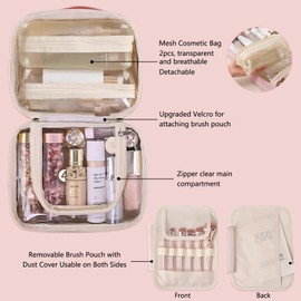 Bolsa de maquillaje de viaje, bolsa de cosméticos, bolsa de maquillaje, bolsa de maquillaje, bolsa de almacenamiento portátil para artistas con compartimento para cepillos