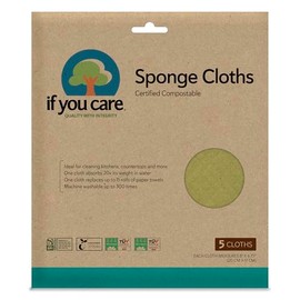 If You Care Sponge Cloths – 5 Count – 100% Natural Cleaning Rags for Kitchen, Bathroom, Home Countertop Surfaces – Absorbent, Reusable, Machine Washable, Compostable
