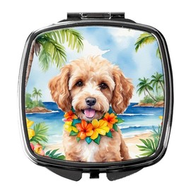Caroline's Treasures Cockapoo Luau Compact Mirror Decorative Travel Makeup Mirror for Women Girls Gifts Pocket Makeup Mirror Folding Handheld
