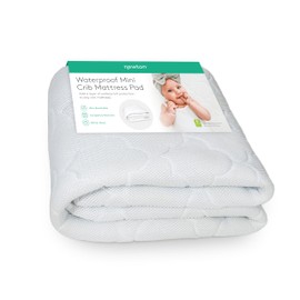 Newton Baby Waterproof MINI Crib Mattress Pad | Ultra-Breathable Quilted Layer for Comfort & Universal Fitted Skirt for Secure Fit | Machine Washable | MINI Crib Mattress Protector Pad, 1 Pack