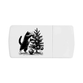 'Cat Wrecking Christmas Tree' Pill Box with Tablet Splitter (PI00032330)