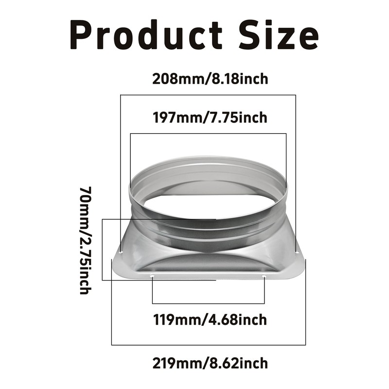 bociloy 8 Inch Duct Connector Flange, Metal Straight Pipe Flange