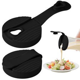 2pcs Replacement Lids For Good Seasons Salad Dressing Cruet Bottle, Food-Grade Silicone Lids, Leakproof & Reusable Compatible with Good Seasons Cruet Salad Dressing Bottle (Black)