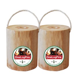 One Log Fire, Mini – Single Log Campfire, 100% Natural Red Pine, Easy Light – 1 Hour Burn Time (2 Pack)