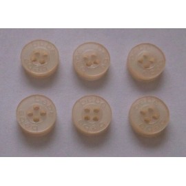 Unbranded 6/pcs Buttons Size S Diameter=7/16" (11mm) Beige 4-Holes W/Logo "bebe"