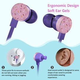 QearFun Donut Earbuds for Kids, Cute Earbud & in-ear Headphones Wired Gift for School Girls and Boys with Microphone and Lovely Earphones Storage Case