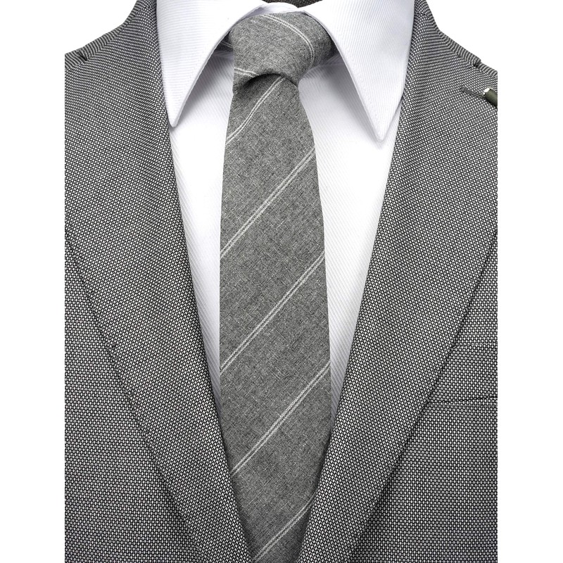 ZENXUS Cotton Skinny Ties for Men, 2.5 inch Slim Casual