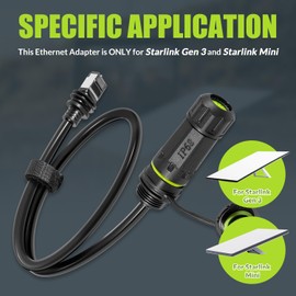 usvehj Ethernet Adapter for Starlink Gen 3 & Mini, Replacement for Starlink Gen 3 Cable Extension Adapter, Plug-and-Play RJ45 Connector, IP68 Waterproof