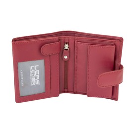 LEAS Ladies Wallet with Outside Lock and Big Coin Compartment and Secret Bill Pocket, Genuine Leather, red - Special Edition