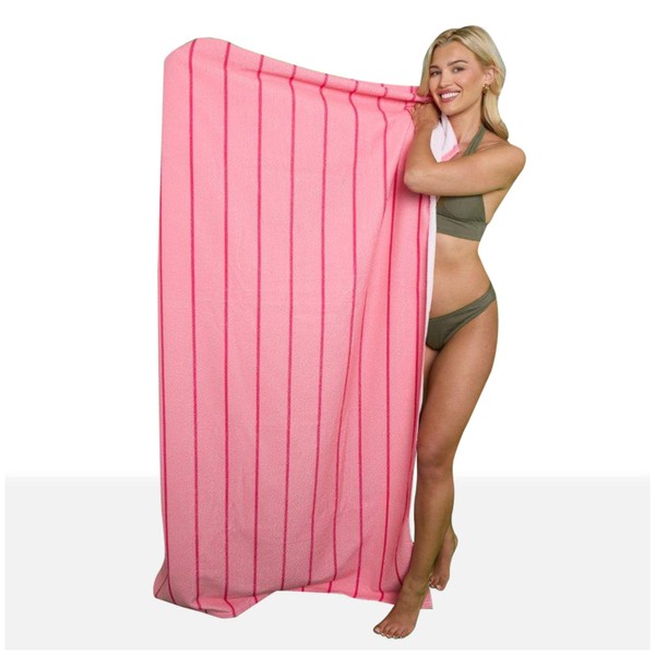 VELVETIO Luxury Sand Free Beach Towels, Extra Large Pin Stripe