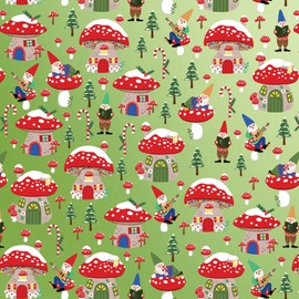 JILLSON & ROBERTS Bulk Christmas Gift Wrap, Holiday Gnomes, Full Ream 208 feet x 24 inches