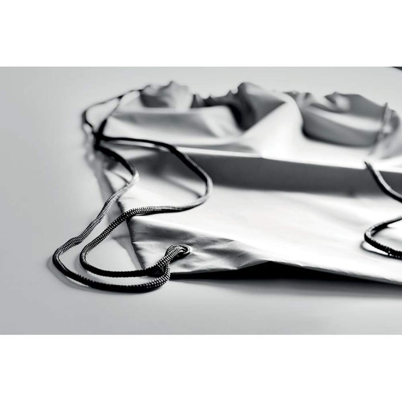 Drawstring Bag Backpack Shoulder Bag Silver Reflective Carry Bag Various