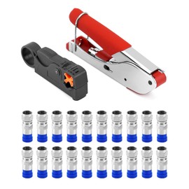 QWORK® 22 Piece Compression Pliers Set with Cable Stripper and F-Connector Compression Tool for RG6 Cable and Cable TV