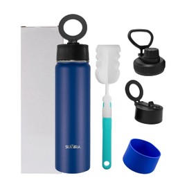 SUVIRA Stainless Steel Water Bottle/ Hot12H & Iced 24H/ Wide Mouth,Vacuum Insulated Double Wall/BPA-Free,Leakproof Lid, bouteille D'eau/Gourde isotherme-Ideal for Sport,Gym, Hiking(Blue,25 Ounces)
