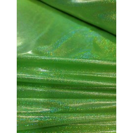 Divastyletextiles Fabric Sold By The Yard Neón Green Sparkly Iridescent Hologram Glossy Stretch
