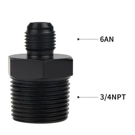 Dexepe 6AN Male Flare to 3/4 NPT Pipe Fitting Adapter Aluminum Straight Fuel Line Hose Adapter Black Anodized Fuel System Fittings 2PCS