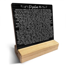 Country Whoever Dwells in the Shelter Bible Verse Wooden Plaque Sign Desk Decor Rustic Psalm 91 Scriptures Desk Sign Christian Decor for Home Living Room 4 x 4 Inches