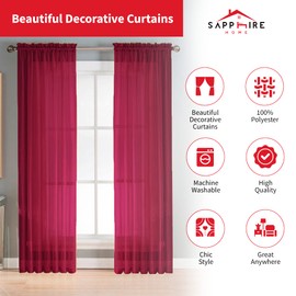 Sapphire Home - Juego de 2 paneles de cortinas traslúcidas, 54 x 84 pulgadas, transparentes, cortinas de gasa de privacidad con filtrado de luz, cortinas transparentes para ventana para sala de estar,