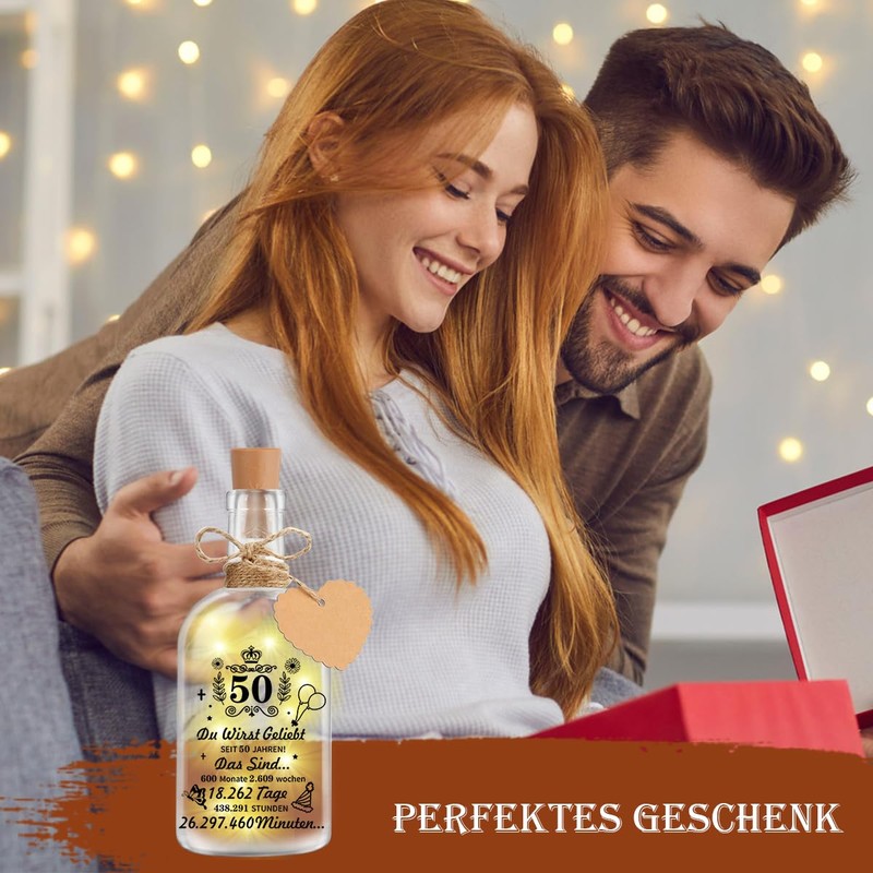 Szhhrxi LED Bottle Light with Sayings, 50th Birthday Gift for