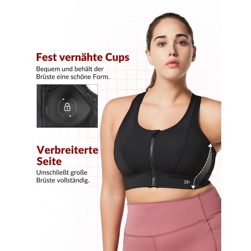 Yvette Strong Support Sports Bra Large Breasts with Front Closure