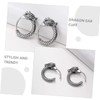 SAFIGLE 2 Pairs Men's Fashion Statement Earrings Dragon Hoop Earrings