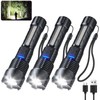 JIJ Flashlight 3 Pack, Rechargeable Flashlights High Lumens, 7 Modes