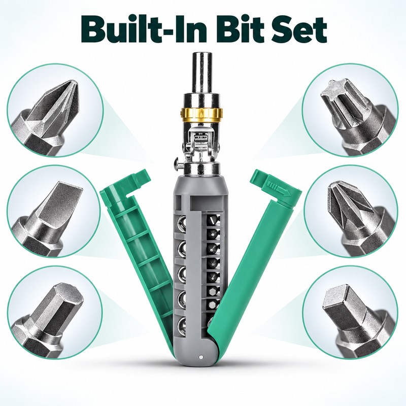 14-in-1 Multifunction Ratchet Screwdriver Kit – Multi-Angle Head and Interchangeable