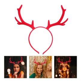 Beaupretty Antler Headband Reindeer Antlers Headband Antlers Headband Deer Antlers Headband Christmas Headband, Red