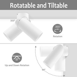 KYOTECH Set of 2 Surface-Mounted Spotlights, White, Swivelling Surface-Mounted Spotlight with GU10 Socket, Aluminium Ceiling Spotlights, Surface-Mounted Spotlights, Adjustable Ceiling Spotlight for