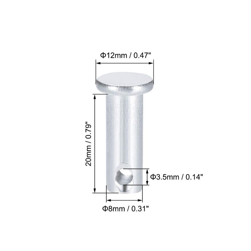 sourcing map Fork Bolts Single Hole Flat Head Round Bolts