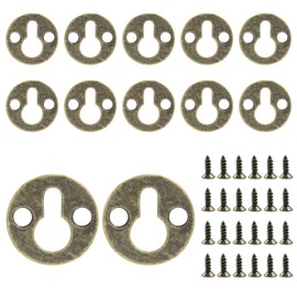 Unlorspy 12Pcs Round Type Metal Keyhole Hangers 25mm / 1-inch Keyhole Shelf Brackets Hangers Keyhole Shelf Brackets Hangers for Picture Frame Hanging (Antique Bronze)