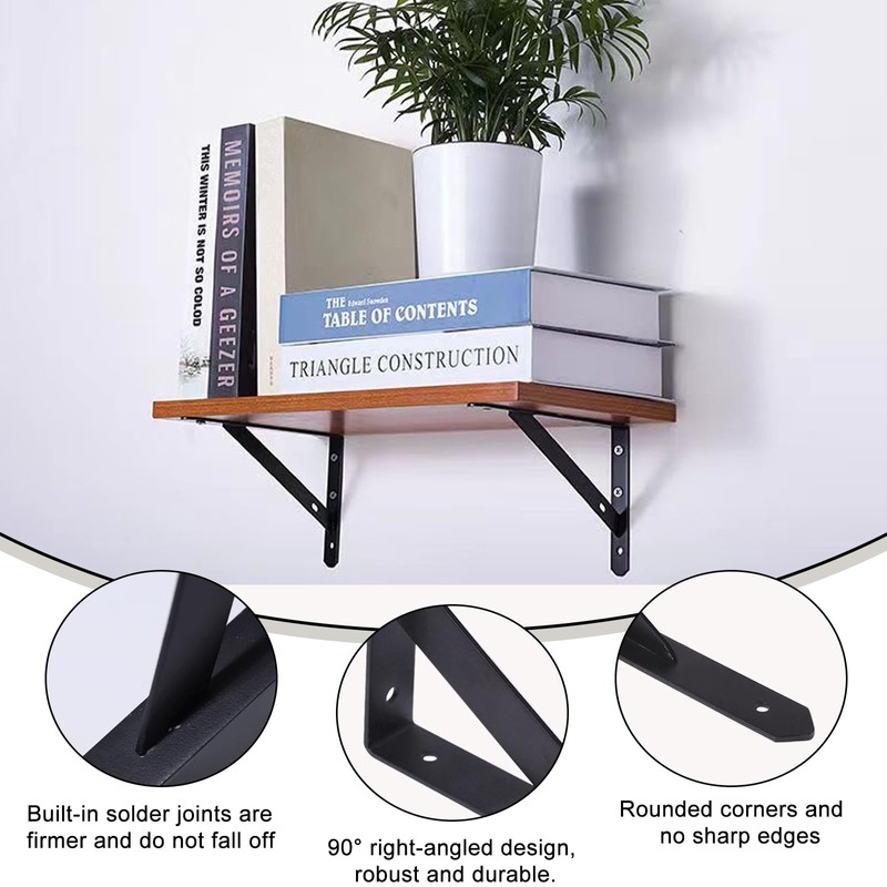 6 Pack Heavy Duty Shelf Brackets, 90 Degree Right Angle